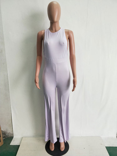 Round Neck Sleeveless Vest Jumpsuit