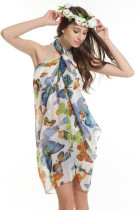 Butterfly Pattern Sarong White L3758