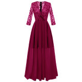 Lace Panel Surplice Semi Formal Dress
