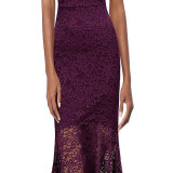Women's Vintage Off Shoulder Floral Lace Evening Dress