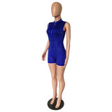Casual Sleeveless Hot Brick Romper