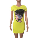 Casual Printed Cartoon Avatar Mini Dress