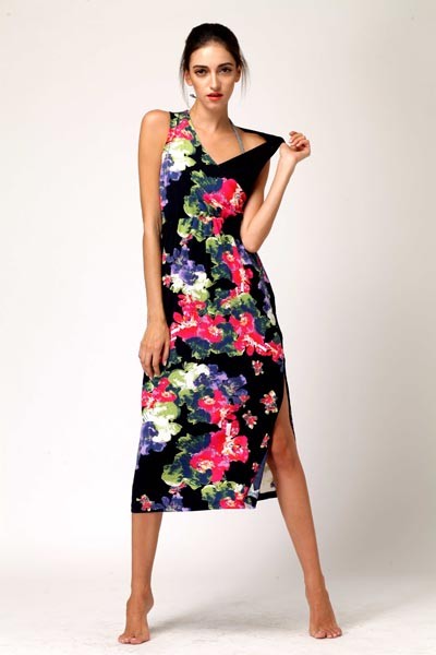 high quality Open fork beach dress L38175