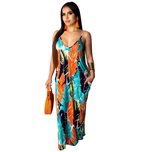 Spaghetti Strap Multi Color Maxi Dress