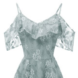 Women's Spaghetti Straps Lace Sleeveless A-Line Dress