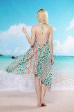 Zebra Leopard Beach Cover-up Green and White L3751-2