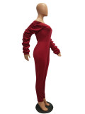 Slash Neck Thickened Space Sleeve Jumpsuit