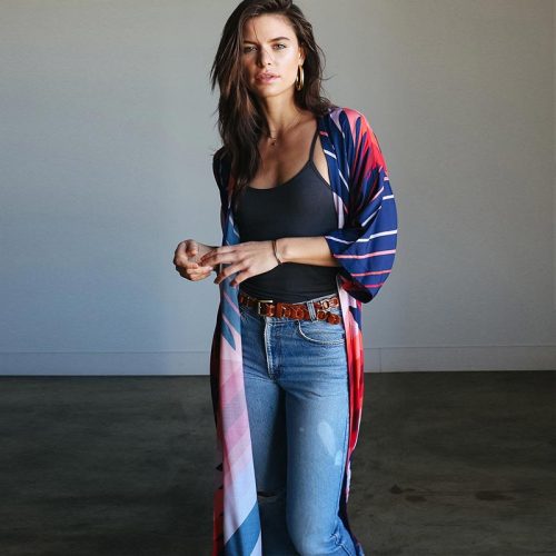 Geometric Belted Beach Cardigan