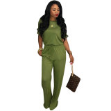 Short Sleeve Tie Jumpsuit