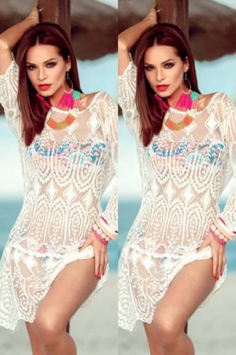Embroidered Lace Beach Mini Dress L38260