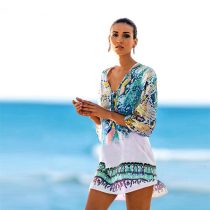 Serpentine Print Hi-lo Hem Beach Cover-ups Sundresses 384947-2