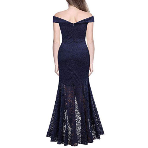 Women's Vintage Off Shoulder Floral Lace Evening Dress