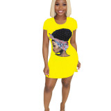Casual Printed Cartoon Avatar Mini Dress
