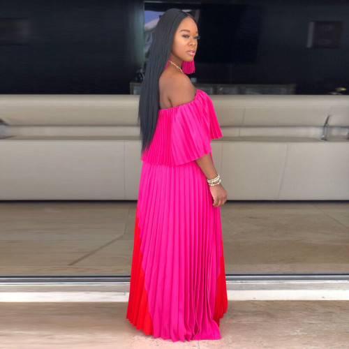 Casual Chiffon Splicing Lined Maxi Dress