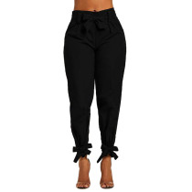 High Waist Ruffle Bow Tie Pants