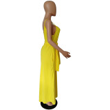 Womens Spaghetti Strap Pocket Maxi Dress with Belt