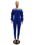 Slash Neck Thickened Space Sleeve Jumpsuit