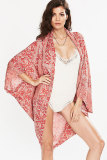 Red Printed Kimono Style Beachwear L38198
