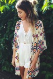 Trendy Geometry Print Beach Kimono L38245