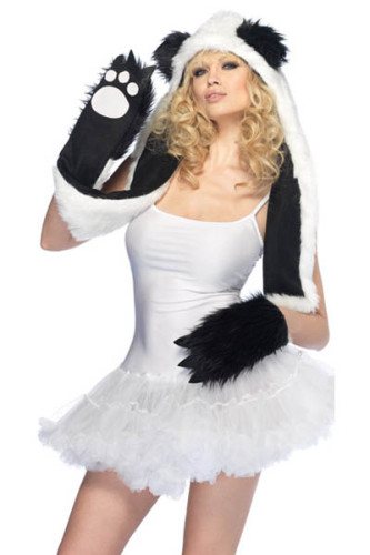 Plush Panda Hood With Paw Scarf TY918