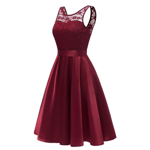 Lace Sleeveless Dovetail Bridesmaid Dress With Bow