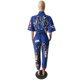 Euramerican Cartoon Printing One-piece Jumpsuits