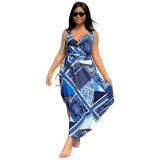 Sexy Chiffon V Neck Sleeveless Irregular Beach Dress