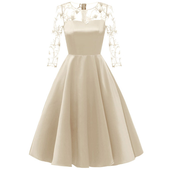 Lace Embroidered Sexy Satin Midi Dress