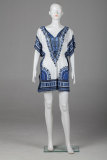 African Printed White Dashiki Women Dress
