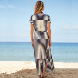 V Neck Striped Beach Dress