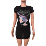 Casual Printed Cartoon Avatar Mini Dress