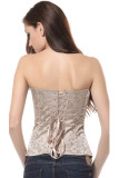 Plus size XXL,New Beige Boned Lace Up Back Bustier Corset Top L4