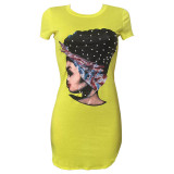 Casual Printed Cartoon Avatar Mini Dress