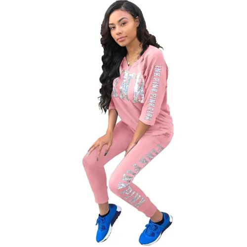 Letter Printing Patchwork Two Pieces Suit