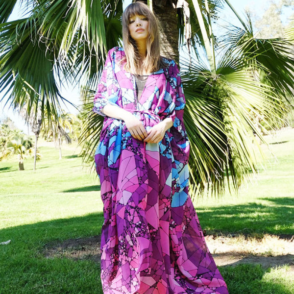 Chiffon Marble Print Beach Skirt Bikini Smock