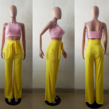 Womens Black Pants With Bow Wide Leg