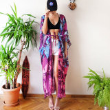 Chiffon Marble Print Beach Skirt Bikini Smock