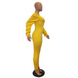 Slash Neck Thickened Space Sleeve Jumpsuit
