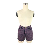 Casual High Waist Washed Denim Shorts