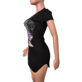 Casual Printed Cartoon Avatar Mini Dress