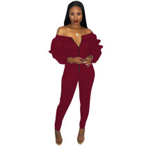 Slash Neck Thickened Space Sleeve Jumpsuit Slash Neck Thickened Space Sleeve Jumpsuit