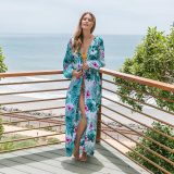70s Vintage Floral Maxi Coverup Beach Pool Robe