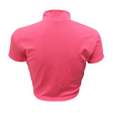 Solid Color Half-necked Cutout Top