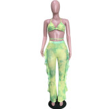 Casual Printed Mesh Two-piece Set with Panties
