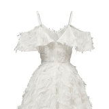 1950s Cold Shoulder Ruffle Tassel Dress