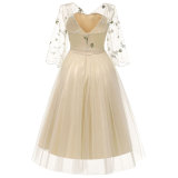 Lace Embroidered Bell Sleeve Tutu Cocktail Dress