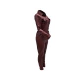 PU Leather Cardigan Sports Set