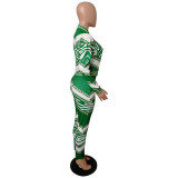 Casual Stitching Printed Sports Two Piece Outfits