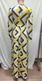Sexy V-neck Bandage Printed Maxi Dress