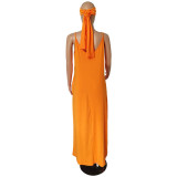 Womens Spaghetti Strap Pocket Maxi Dress with Belt